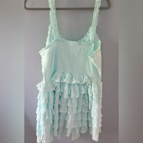 ALTARD STATE Mint Green Tiered Ruffle mini Dress - Picture 2 of 4